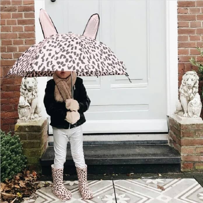 Laste vihmavari, roosa leopard