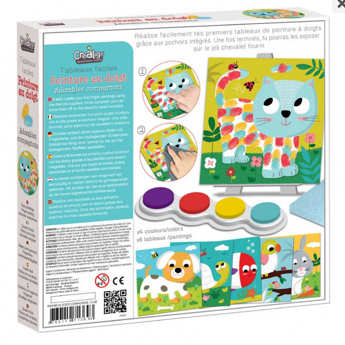 Ohutute näpuvärvidega kunstikomplekt näidispiltidega lastele