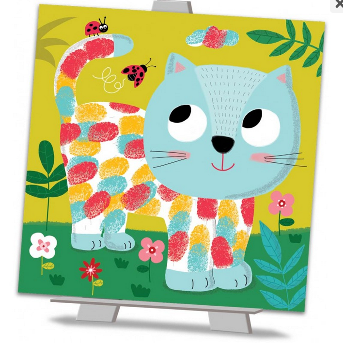 Ohutute näpuvärvidega kunstikomplekt näidispiltidega lastele