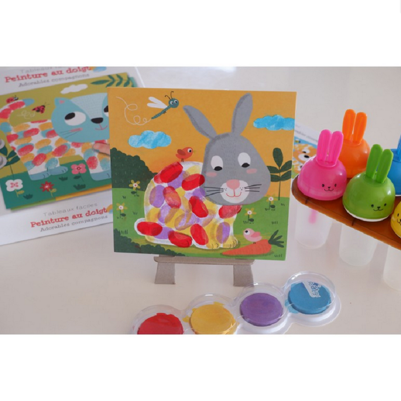 Ohutute näpuvärvidega kunstikomplekt näidispiltidega lastele