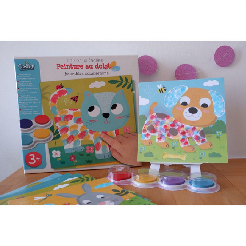 Ohutute näpuvärvidega kunstikomplekt näidispiltidega lastele