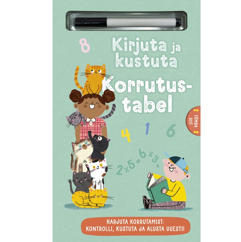 ustutatav korrutustabeli harjutusraamat veepõhise vildikaga