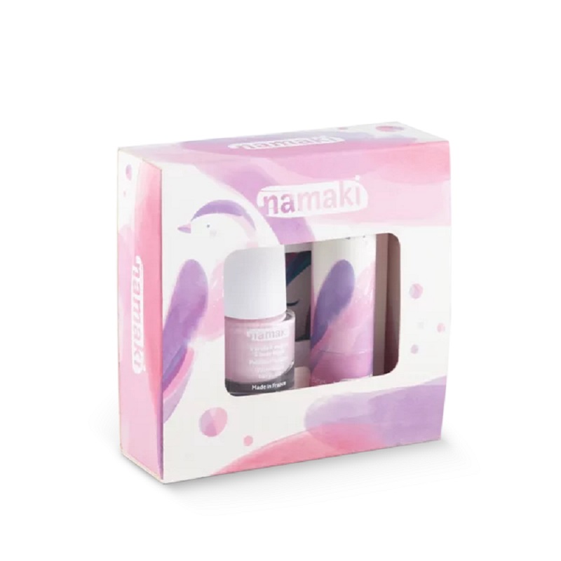 Namaki orgaaniline meigikomplekt koos öökullipeegliga COSMOS Organic sertifikaadiga vegan meigikomplekt lastele