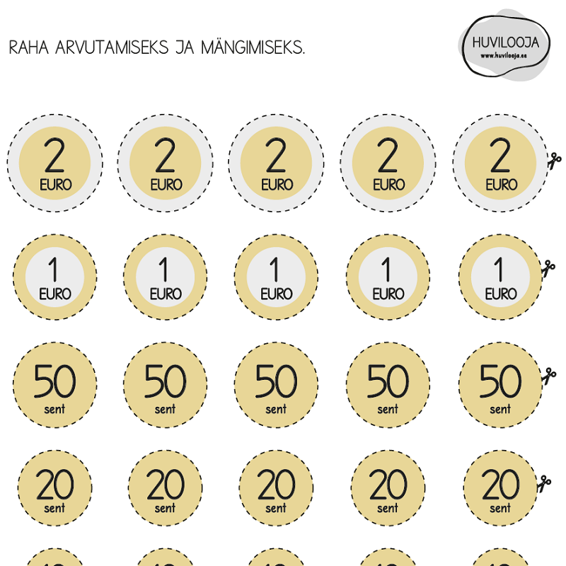 Tasuta prinditav euro mänguraha