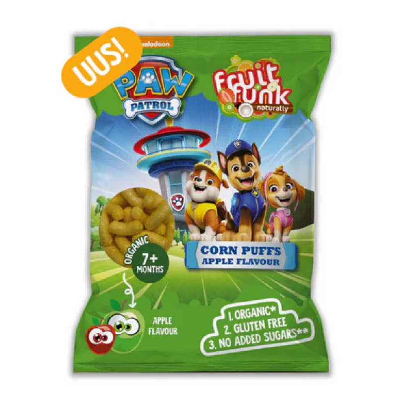 Käpapatrulli maisipulgad õunamaitselised pakendis Mahedad ja suhkruta beebisnäkid alates 7. elukuust