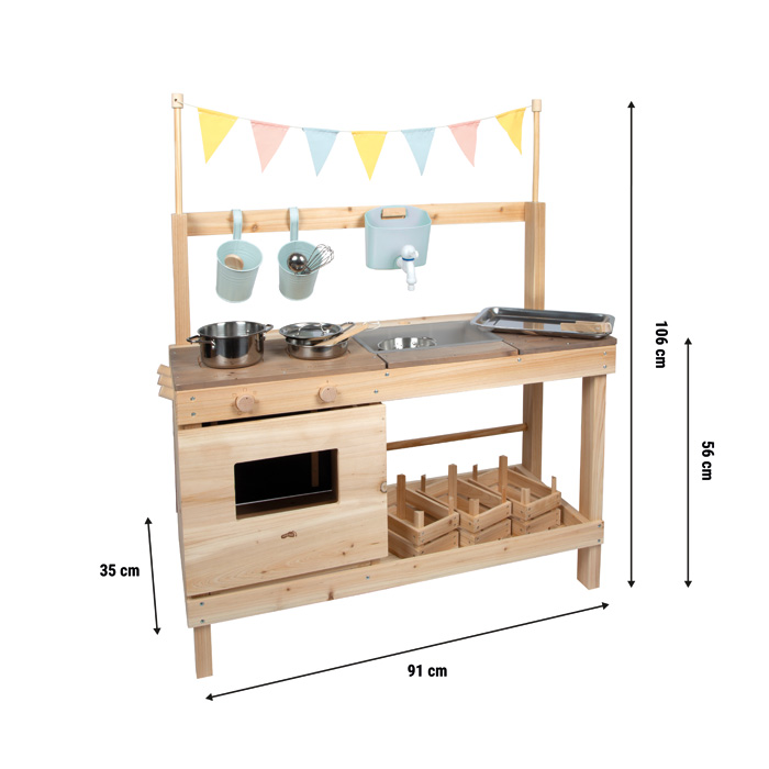 small foot mudaköök lastele – õuekökikomplekt liiva ja veega mängimiseks