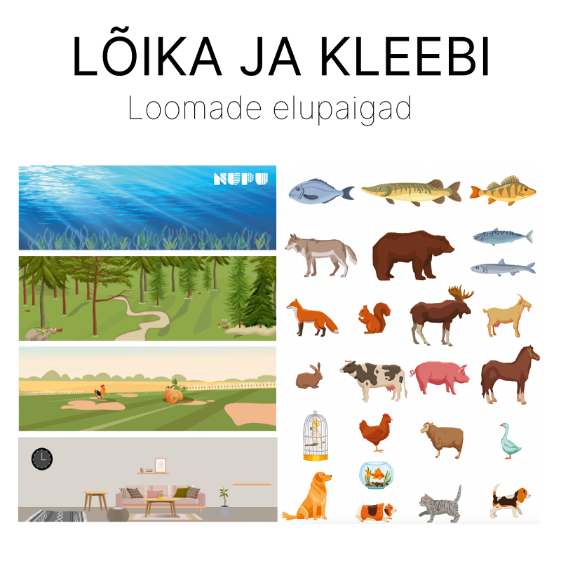 NUPU tasuta tööleht loomade elupaikade tundmaõppimiseks