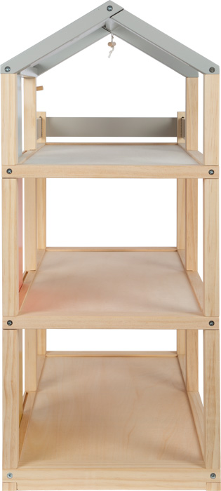 Põhjamaise disainiga puidust nukumaja koos mööbliga ja katuse­terassiga Suur kolmekorruseline puidust nukumaja lastele