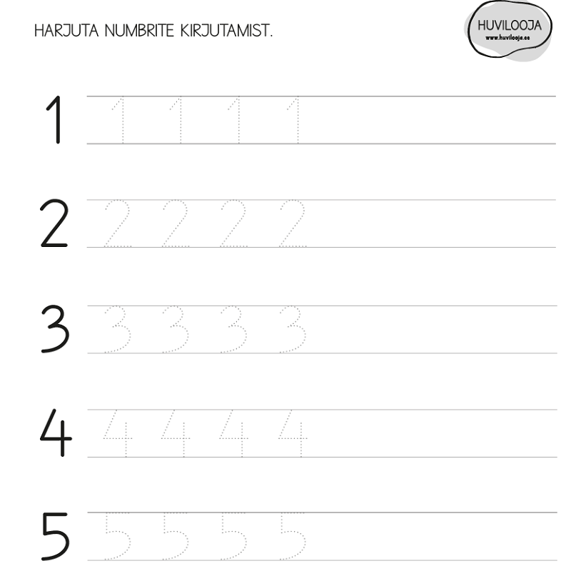 Tasuta allalaaditav tähed ja numbrid töölehed – numbrid 1 kuni 12 kirjutamine