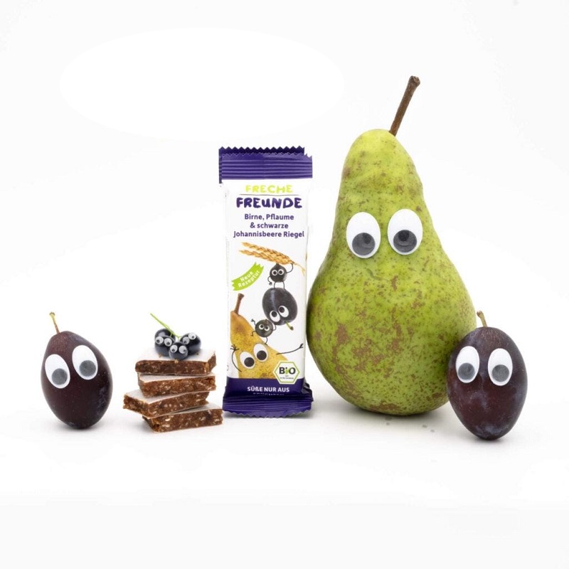 Freche Freunde puuviljabatoonid pirni, ploomi ja põldmarjaga, 4 tk batoonikesed naturaalne suhkruta puuviljadest pirnibatoon