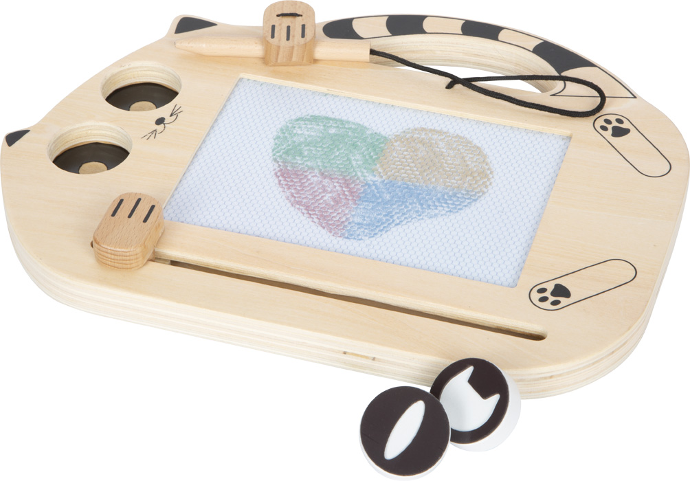 Kassikujuline magnettahvel templitega lapsele Puidust magnetjoonistustahvel väikelapsele