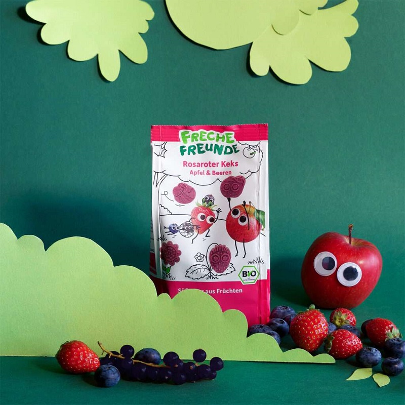 Freche Freunde marjaküpsised lastele ilma lisatud suhkruta Orgaanilised õuna, maasika ja mustikaga küpsised