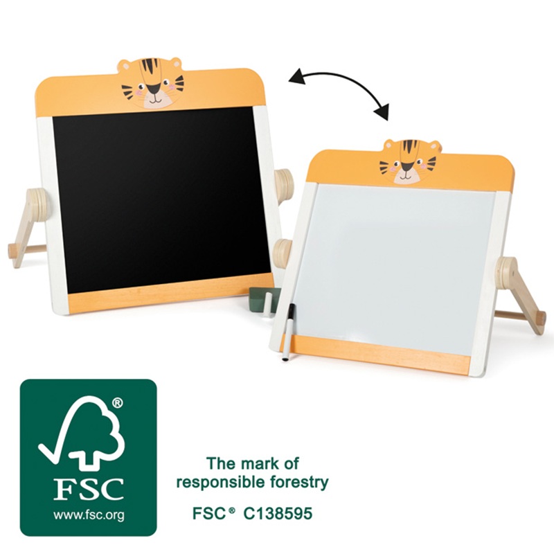 small foot tahvel Safari – kriiditahvel ja valgetahvel 2-in-1 magnetiline