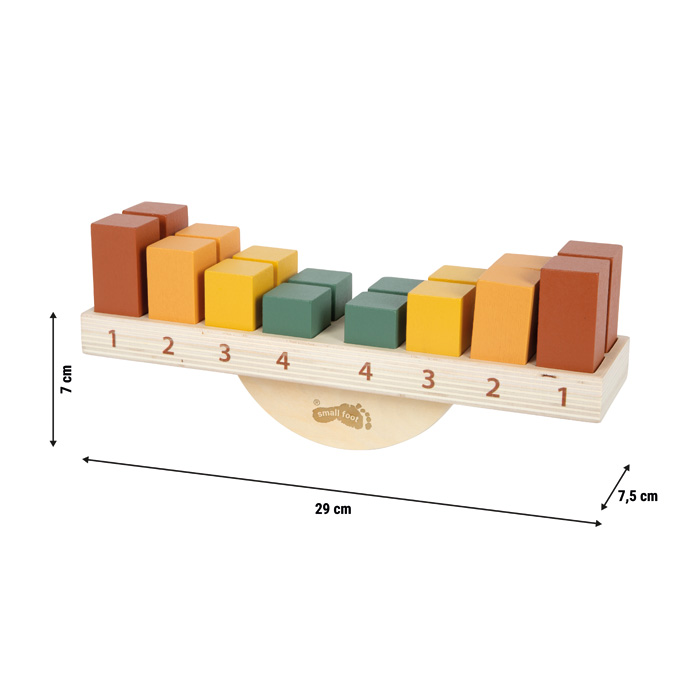 Montessori puidust tasakaalumäng värviliste klotside ja kaartidega