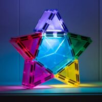 Connetix ametlik edasimüüja connetix rainbow light star pack valgustusega magnetklotsid connetix laetav valgusklots