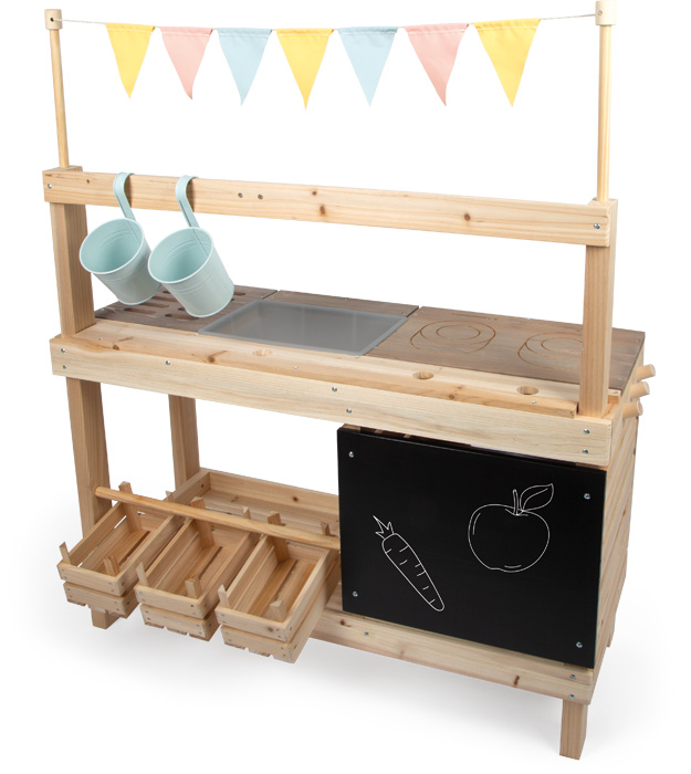 small foot mudaköök ja mänguköök lastele – õueköögikomplekt liiva ja veega mängimiseks