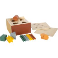 Montessori pedagoogikast inspireeritud puidust kujundite sorteerija vahetatavate kaantega ja Arendav sorteerimismäng