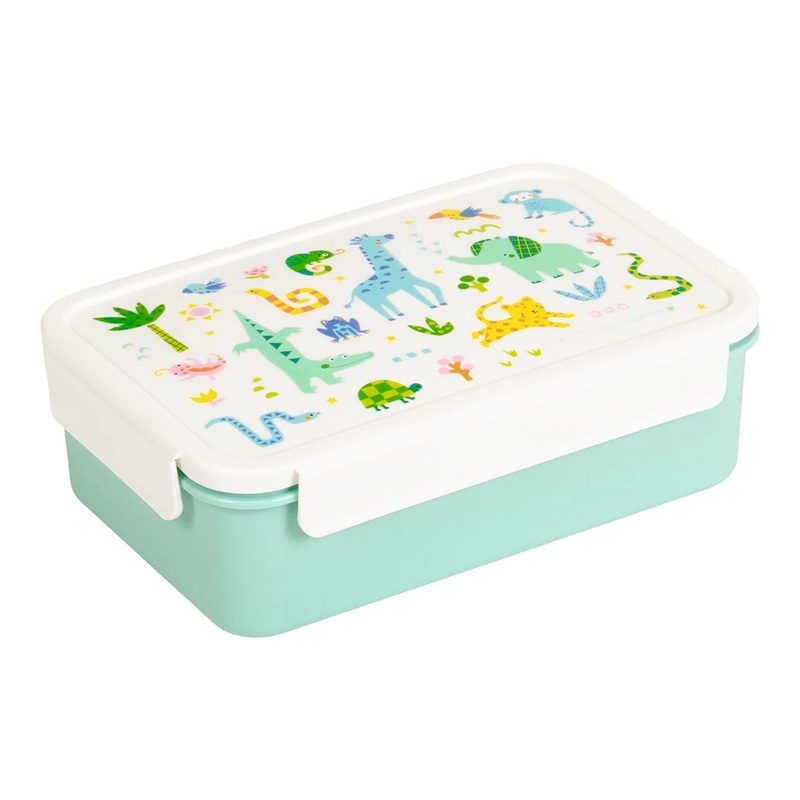 A Little Lovely Company bento-lõunakarp lapsele Robotimustriga laste lõunakarp eemaldatava kahe lahtriga sisuga