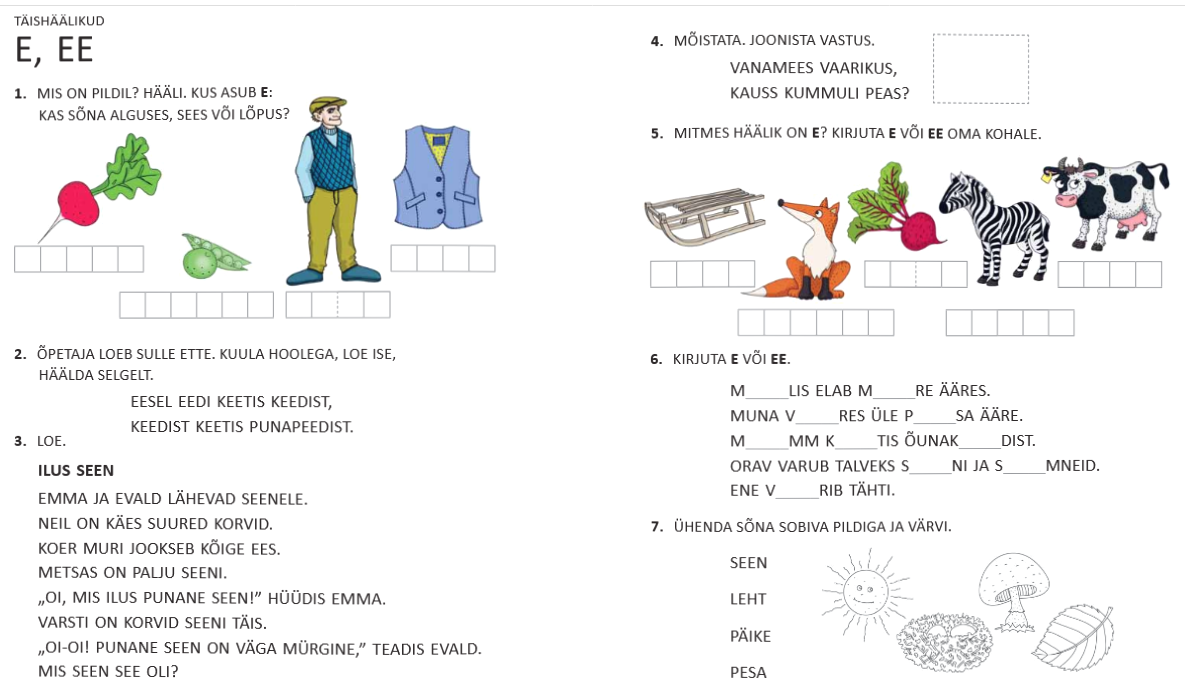 töövihik kooliminejale 1.klassi „Mina loen ja kirjutan“