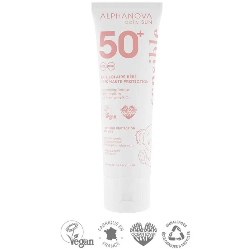 Alphanova lõhnatu SPF50 päikesekreem beebidele ja tundlikule nahale
