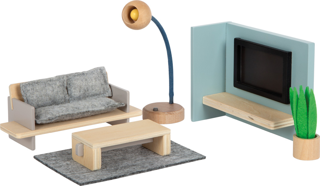 Põhjamaise disainiga puidust nukumaja koos mööbliga ja katuse­terassiga Suur kolmekorruseline puidust nukumaja lastele