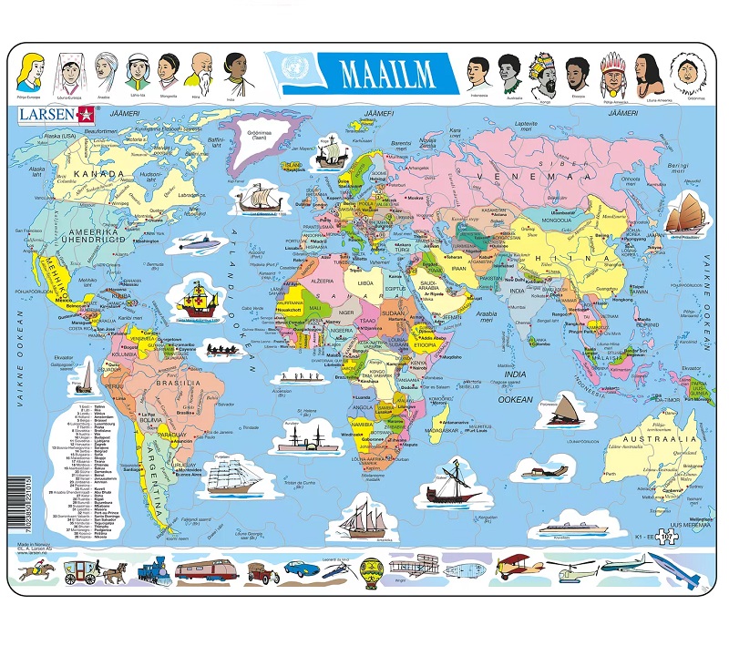 Poliitilise kaardiga pusle "Maailm"