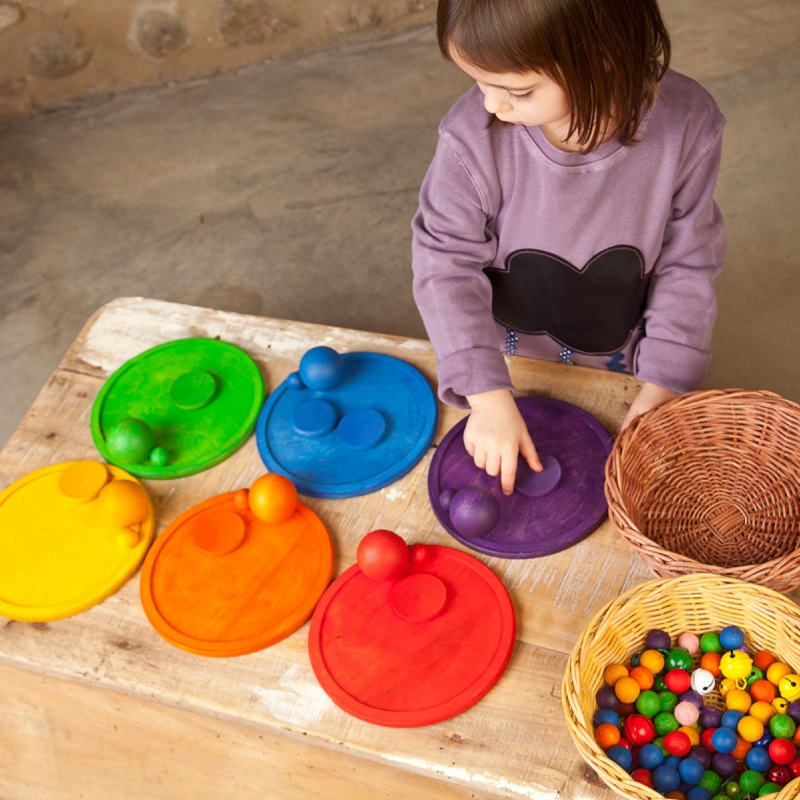 Art 17-170_värvilised plaadid Värvilised puidust alused sorteerimismäng