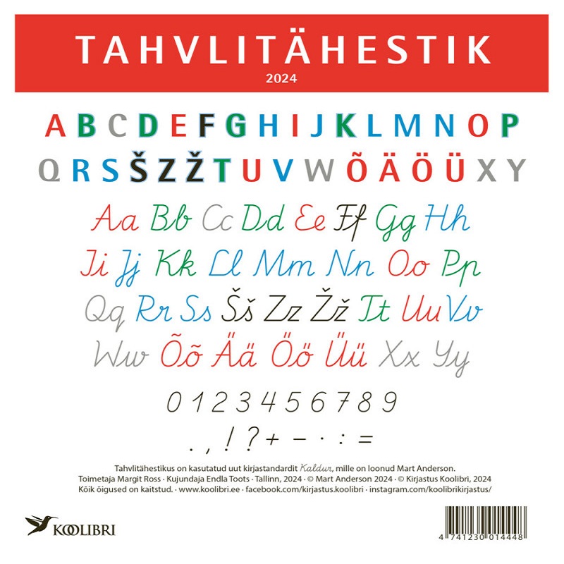 tahvlitähestik tähestik õppekaardid õppevahendid keeleõpe