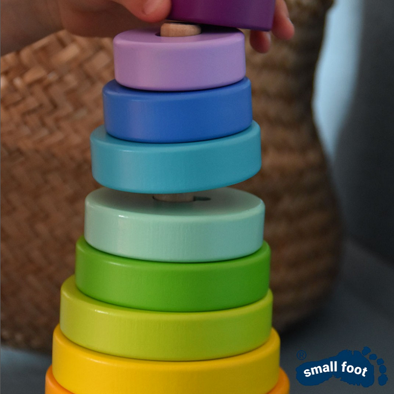 suur puidust ladumistorn lastele beebile vikerkaar puidust klotsid loovmäng