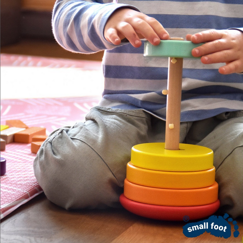 suur puidust ladumistorn lastele beebile vikerkaar puidust klotsid loovmäng