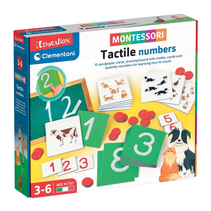 Montessori numbrimäng liivapaberist numbritega