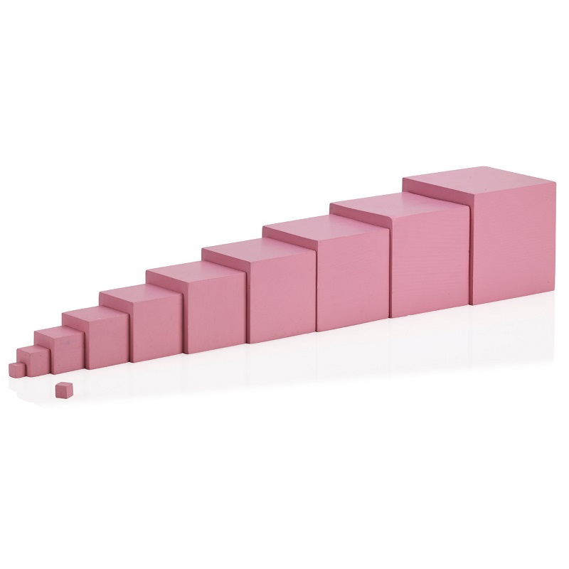 Montessori roosa torn – suuruste ja proportsioonide õppimiseks.Montessori roosa torn Montessori roosa torn – suuruste ja proportsioonide õppimiseks.