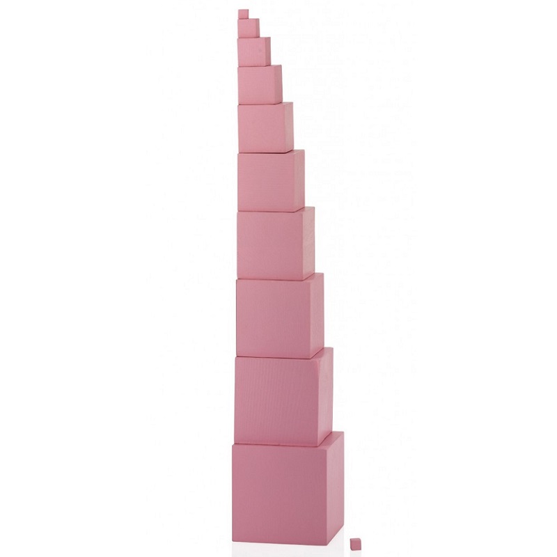 Montessori roosa torn – suuruste ja proportsioonide õppimiseks.