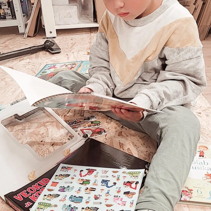 Kleepsudega tegeluskohver "Veokid ja kopad"