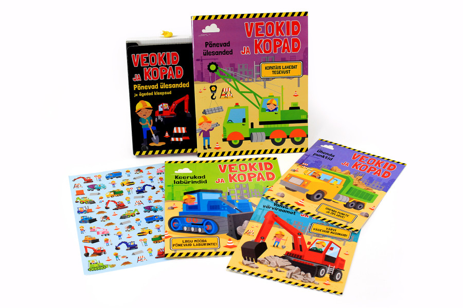 tegeluskohver veokid ja kopad kleepsud joonistusvihikd töövihik