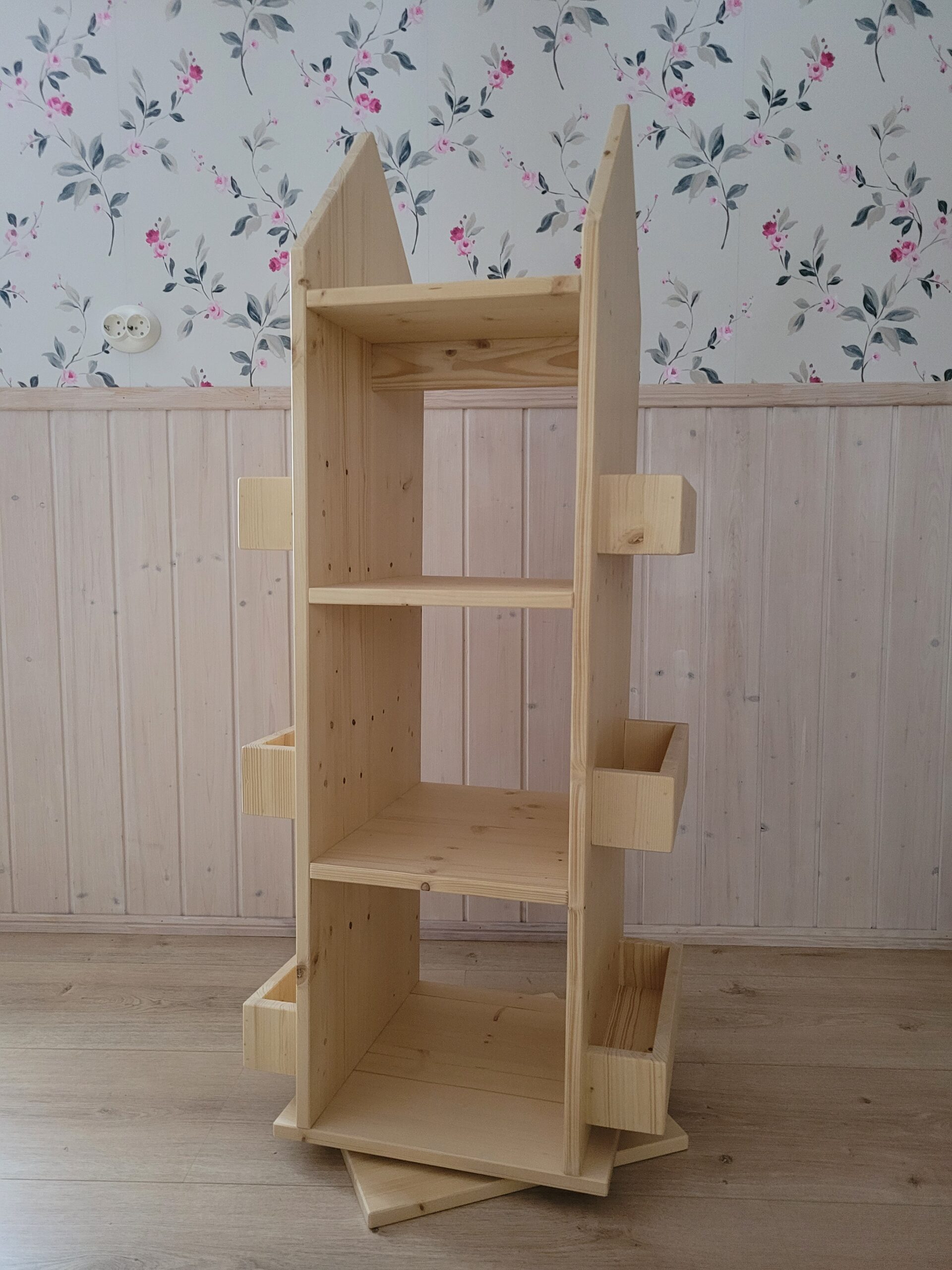 Puidust raamaturiiul pöörlev (13)