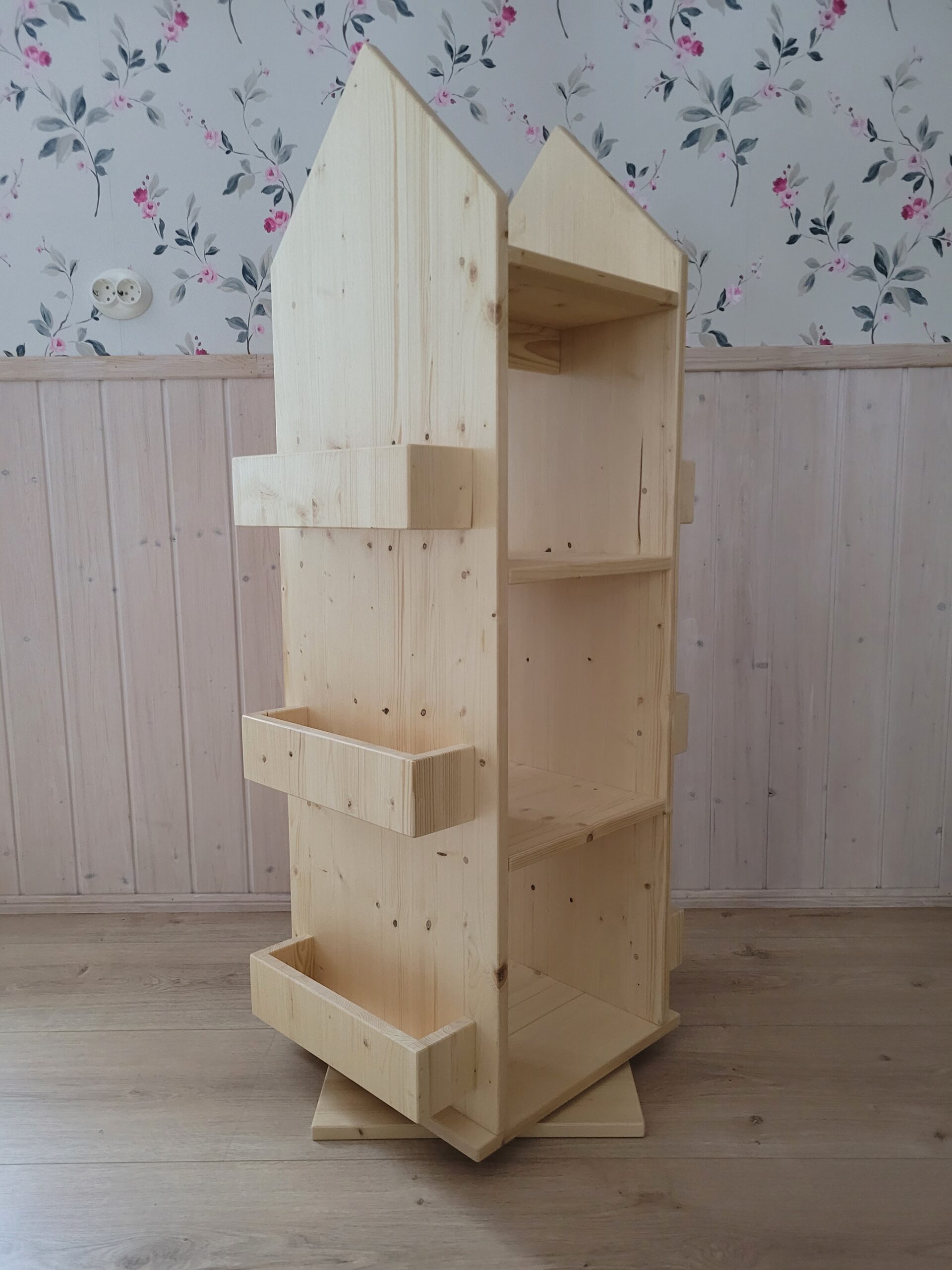 Puidust raamaturiiul pöörlev (16)