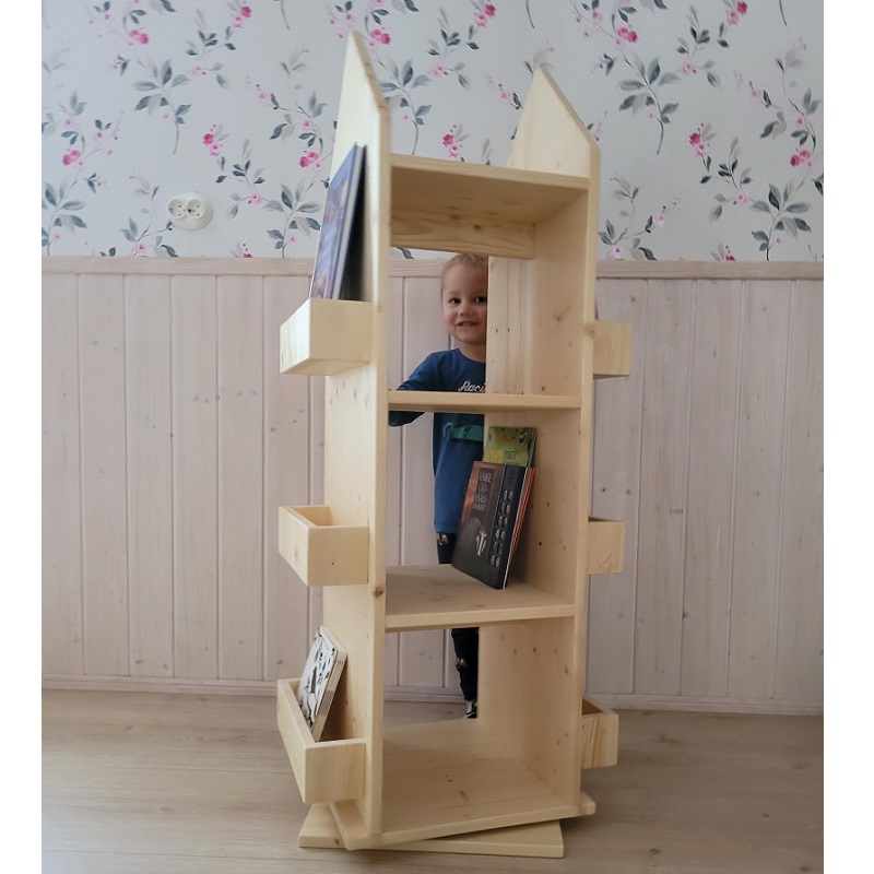 Puidust raamaturiiul pöörlev (27)