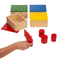 Montessori pedagoogika värvilised silindrid puidust suuruste õppimiseks set of knobbless cylinders