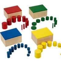 Montessori pedagoogika värvilised silindrid puidust suuruste õppimiseks set of knobbless cylinders
