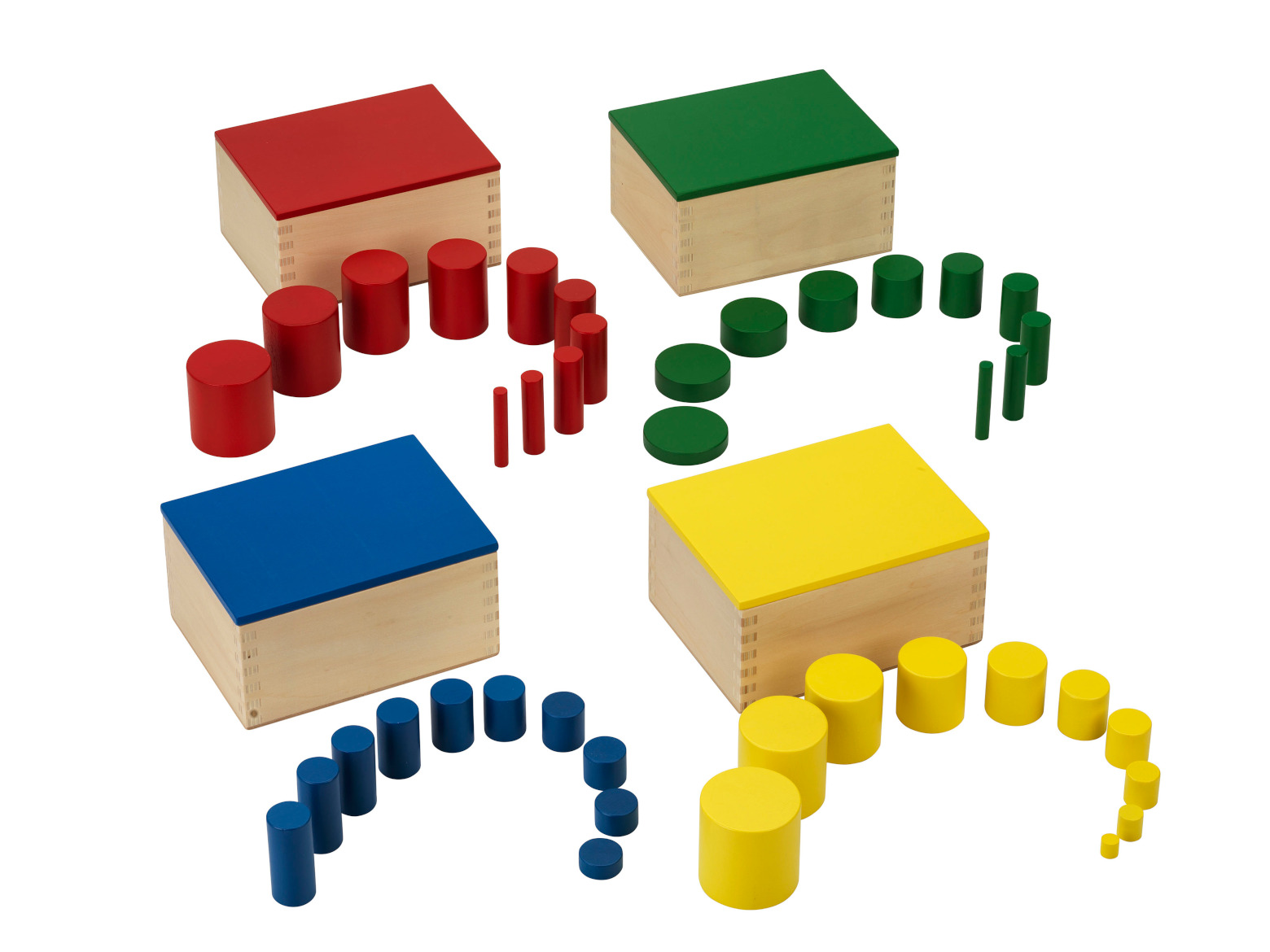 Montessori pedagoogika värvilised silindrid puidust suuruste õppimiseks set of knobbless cylinders