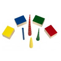 Montessori pedagoogika värvilised silindrid puidust suuruste õppimiseks set of knobbless cylinders