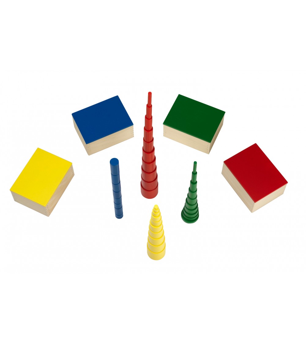 Montessori pedagoogika värvilised silindrid puidust suuruste õppimiseks set of knobbless cylinders