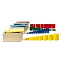 Montessori pedagoogika värvilised silindrid puidust suuruste õppimiseks set of knobbless cylinders