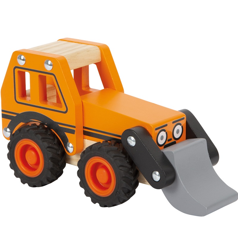 puidust ekskavaator suurte kummiratastega rajad ja masinad lapsele mängimiseks kingituseks