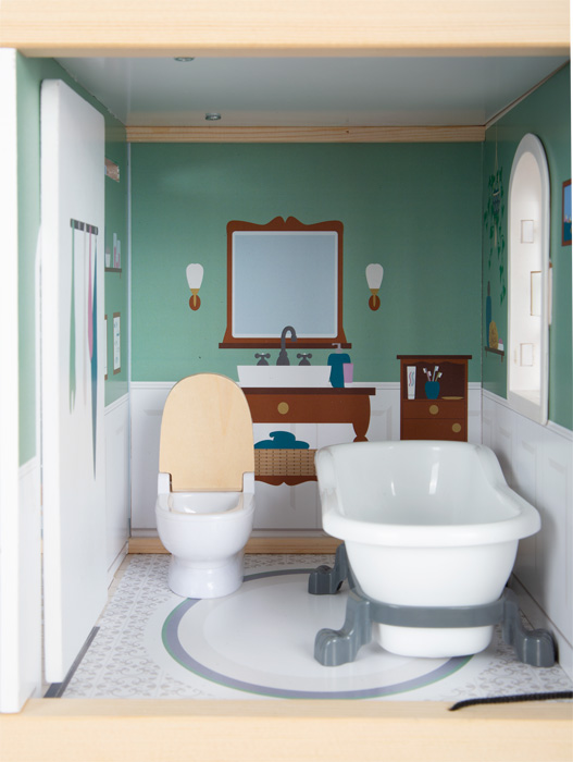 suur puidust kolmekordne mängumaja nukumaja mööbliga