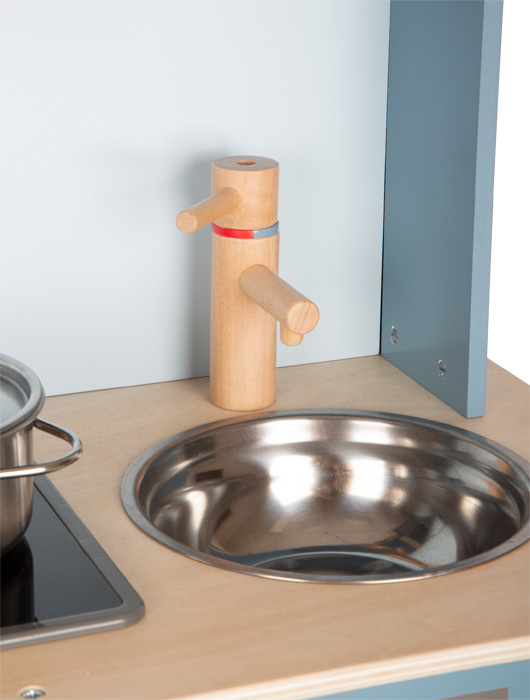 Puidust mänguköök koos töövahenditega sööginõudega laste köök toiduained mänguköök