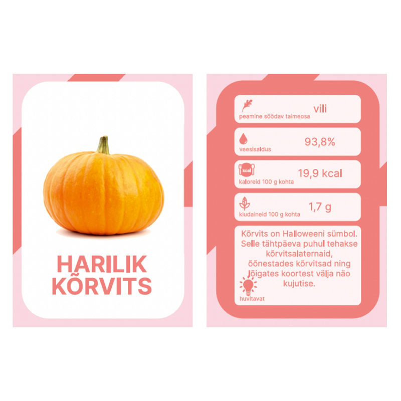 õppekaardid Eesti köögiviljad juurviljad realistlikud pildid