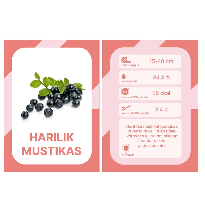 õppekaardid Eesti marjad puuviljad loodusõpe realistlikud pildid tegevuskaardid