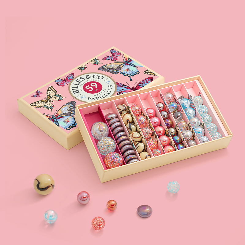 käsitsi valmistatud klaaskuulid marbles liblikad roosa